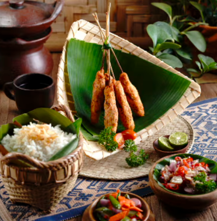 Chicken Satay Lilit Bali with Sambal Matah