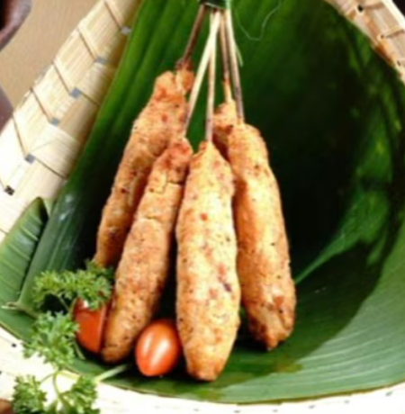 Chicken Satay Lilit Bali with Sambal Matah