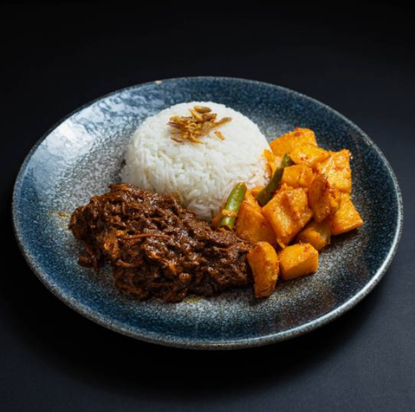 Rice with Rendang + Spicy Potato